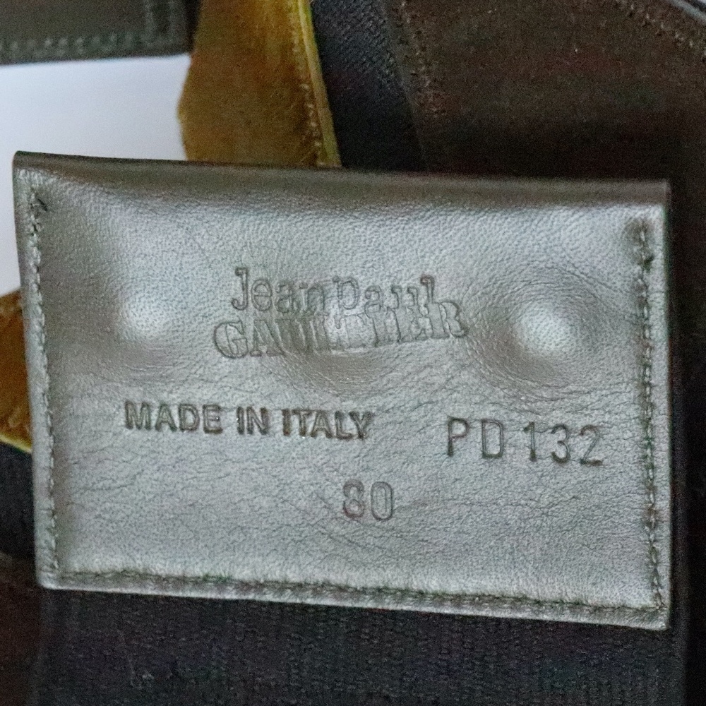 Gaultier Stretch Leather/Suede Patch Elastic Belt - image 8